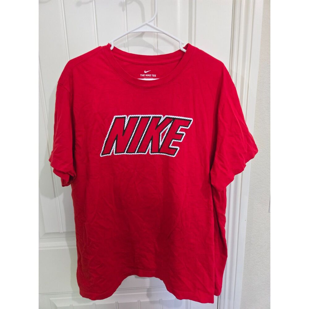 Nike Men’s The Nike Tee Red XXL 2XL Spellout Logo Graphic T-Shirt 100% Cotton